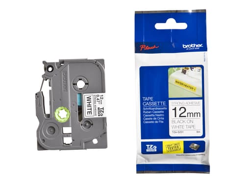 Brother Tape Tze-s231 12mm Black/white Extra Strong