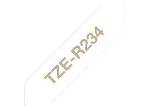 Brother Kangasnauhateippi 12mm Tze-r234 Kultainen/valkoinen
