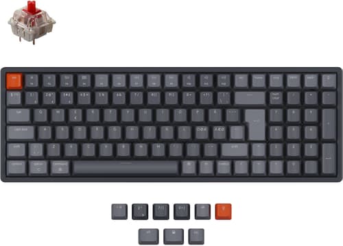 Keychron K4 Rgb Aluminium Red (version 2) Langallinen, Langaton, Bluetooth 5.1, Usb-c Pohjoismaat Harmaa, Musta Näppäimistö
