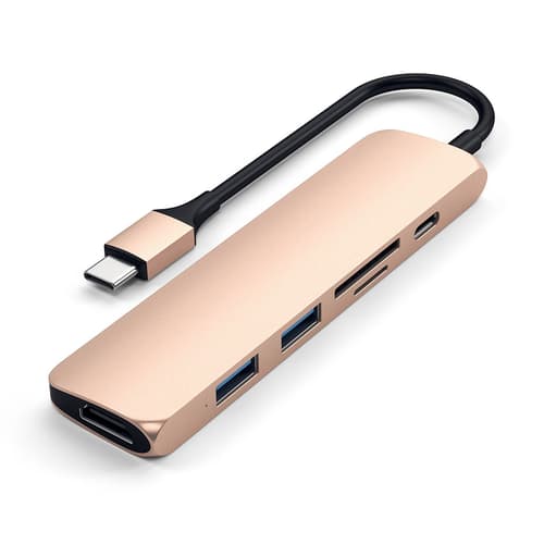 Satechi Slim Usb-c Mp Adap V2 Hdmi Usb 3.0 Cardreader Gold