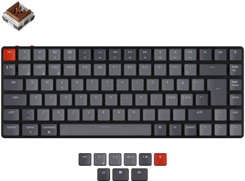Keychron K3 Rgb Hot-swap Brown (version 2) Langallinen, Langaton, Bluetooth 5.1, Usb-c Pohjoismaat Harmaa, Musta Näppäimistö