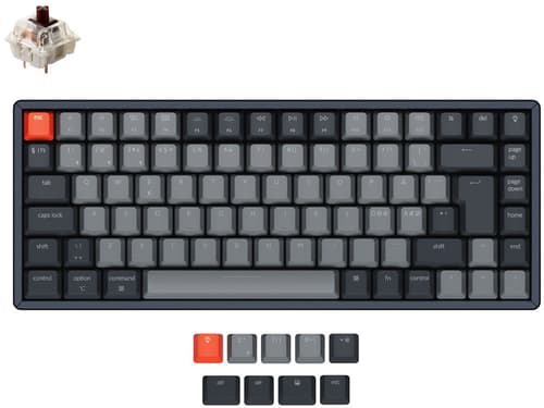 Keychron K2 Rgb Aluminum Hot-swap Brown (version 2) Langallinen, Langaton, Bluetooth 5.1, Usb-c Pohjoismaat Harmaa, Musta Näppäimistö