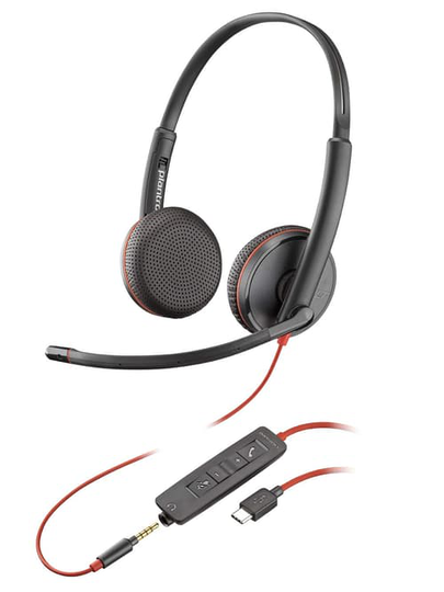 Poly Blackwire C3225 Kuuloke + Mikrofoni 3,5 Mm Jakkiliitin, Usb-c Stereo Musta