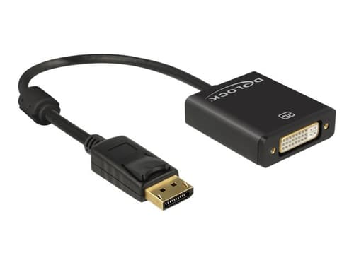Delock Displayport-sovitin 20 Nastan Näyttöporttiliitin Uros 24+5-nastainen Yhdistetty Dvi Naaras Musta