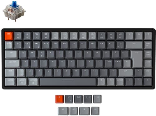 Keychron K2 Rgb Aluminium Blue (version 2) Langallinen, Langaton, Bluetooth 3.0, Usb Pohjoismaat Harmaa, Musta Näppäimistö