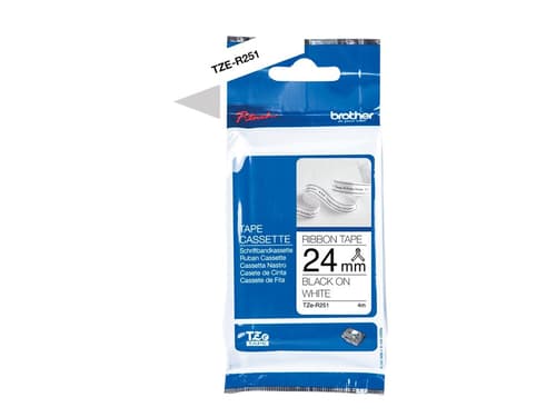 Brother Kangasnauhateippi 24mm Tze-r251 Musta/valkoinen Satiini