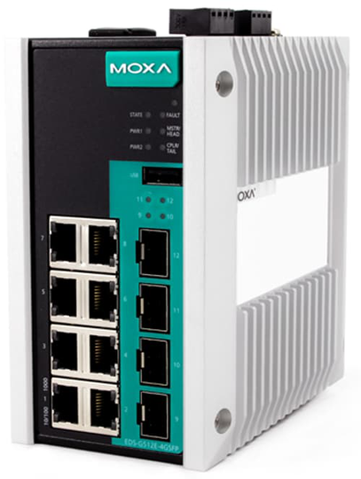 Moxa Eds-g512e-8poe-4gsfp 12-porttinen Teollisuustason Ei-hallittu Poe-kytkin