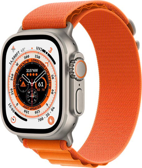 Apple Watch Ultra Gps + Cellular, 49mm Titanium Case With Orange Alpine Loop