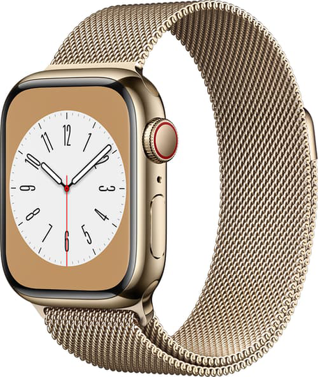 Apple Watch Series 8 Gps + Cellular, 41mm Gold Stainless Steel Case With Gold Milanese Loop