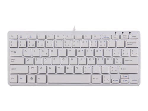 R-go Tools R-go Compact Keyboard, Azerty(be) Langallinen, Usb Belgialainen Hopea, Valkoinen Näppäimistö