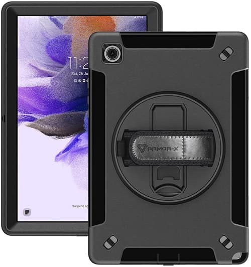 Armor-x Rainproof Military Grade Rugged Case With Hand Strap And Kick-stand Samsung Galaxy Tab A8 Musta