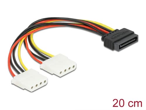 Delock Verkkosovitin 4-nastainen Sisäinen Virta Naaras 15 Pin Serial Ata Power Uros
