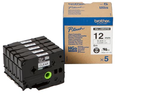 Brother Tape Hge-131v5 12mm Black/clear5-pack