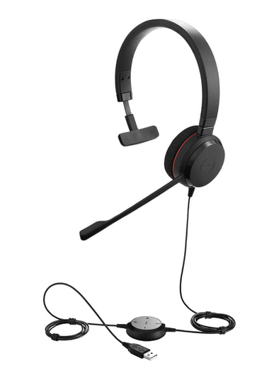 Jabra Evolve 20 Ms Kuuloke + Mikrofoni Usb-a Microsoft Teamsille Mono Musta