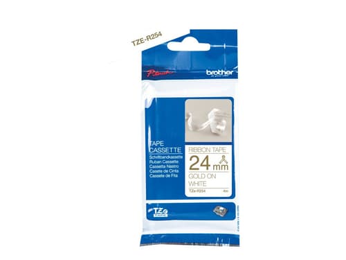 Brother Kangasnauhateippi 24mm Tze-r254 Kulta/valkoinen Satiini