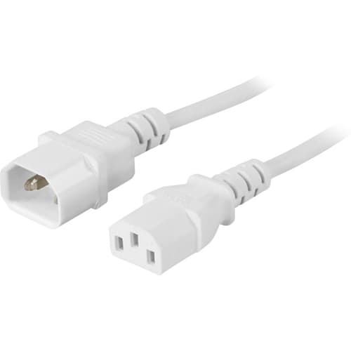Deltaco Ext Cable Pc Monitor Iec C13-c14 3m White 3m Power Iec 60320 C14 Power Iec 60320 C13