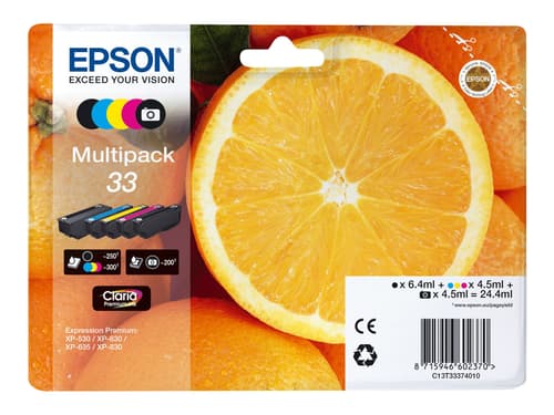 Epson Muste Monipakkaus (b/c/m/y/pb) Claria Premium 33 - Xp-530