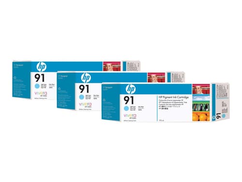 Hp Muste Kevyt Syaani No.91 - Z6100 775ml 3-pack