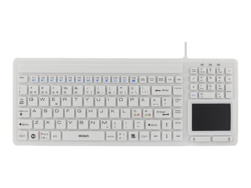 Deltaco Tb-506 Silikon Ip68 Touchpad Langallinen, Usb Pohjoismaat Valkoinen Näppäimistö
