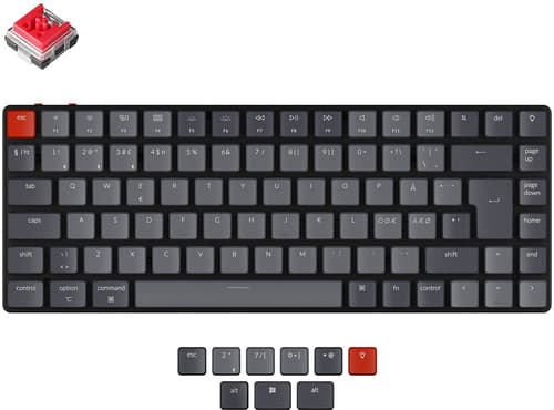 Keychron K3 Rgb Hot-swap Red (version 2) Langallinen, Langaton, Bluetooth 5.1, Usb-c Pohjoismaat Harmaa, Musta Näppäimistö